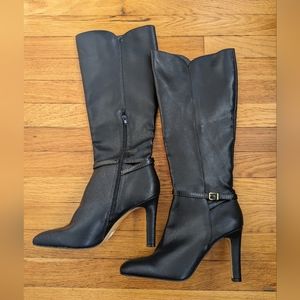 Express Tall black leather heel boots